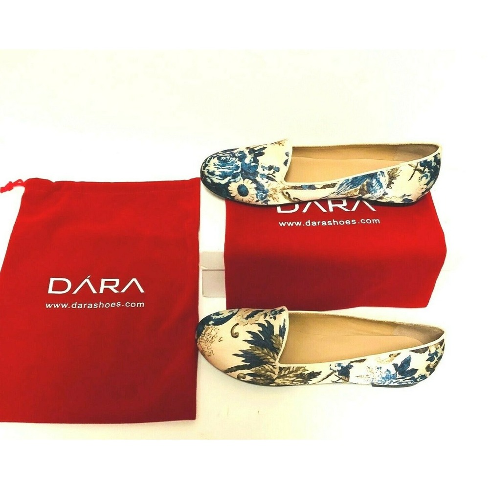 DARA shoes size 10 M blue white Milan Slippers floral Loafers  - New
